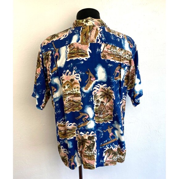 Vintage 70s Joe Kealuhas Reyn Spooner Surfer Shirt XL Rayon Short Sleeves Button - Picture 7 of 13